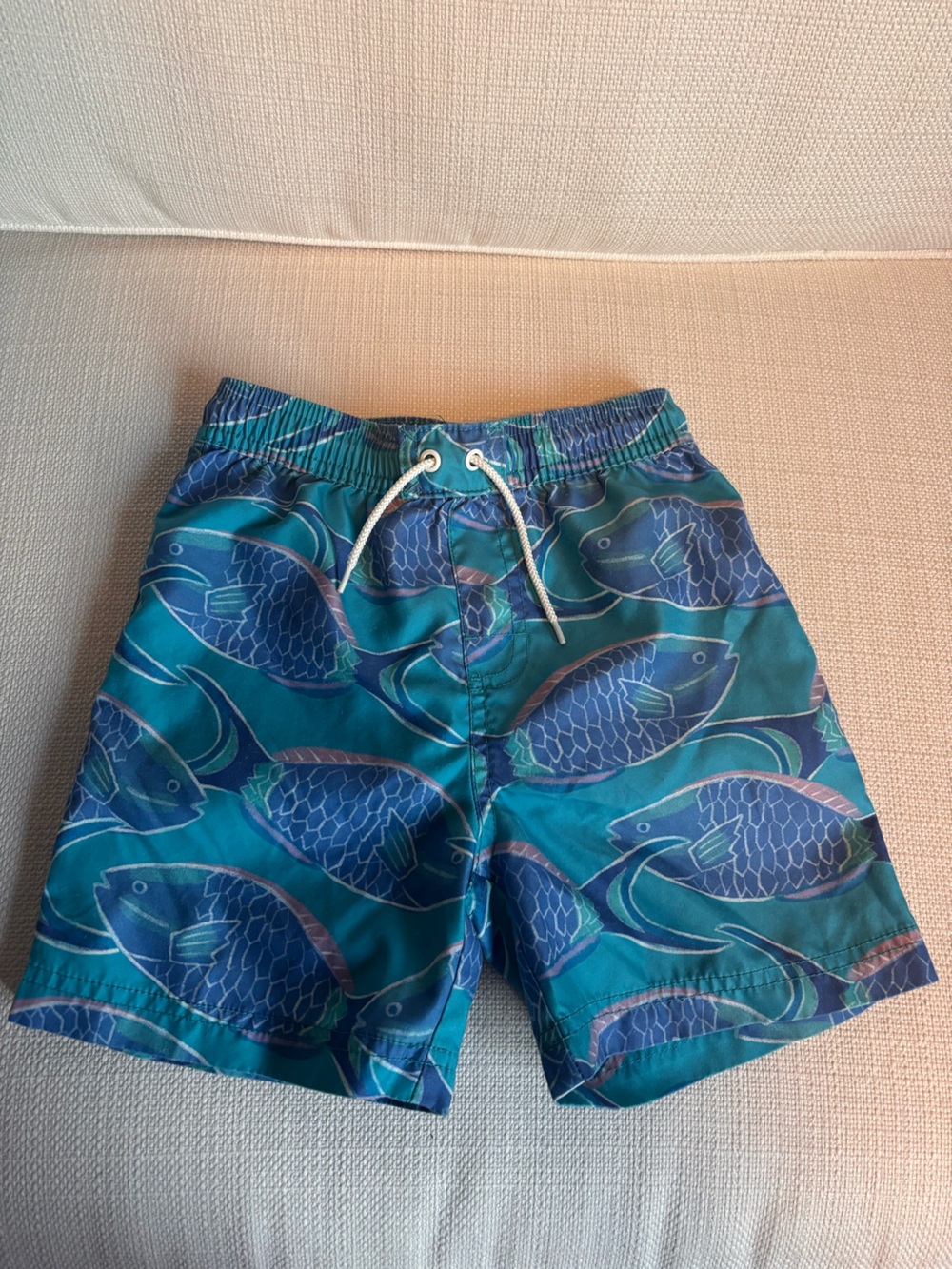 Tea Collection Teal & Blue Fish-Pattern Swim Shorts